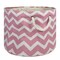Contemporary Home Living 16" Pink and White Chevron Round Large Bin with Rope Handle